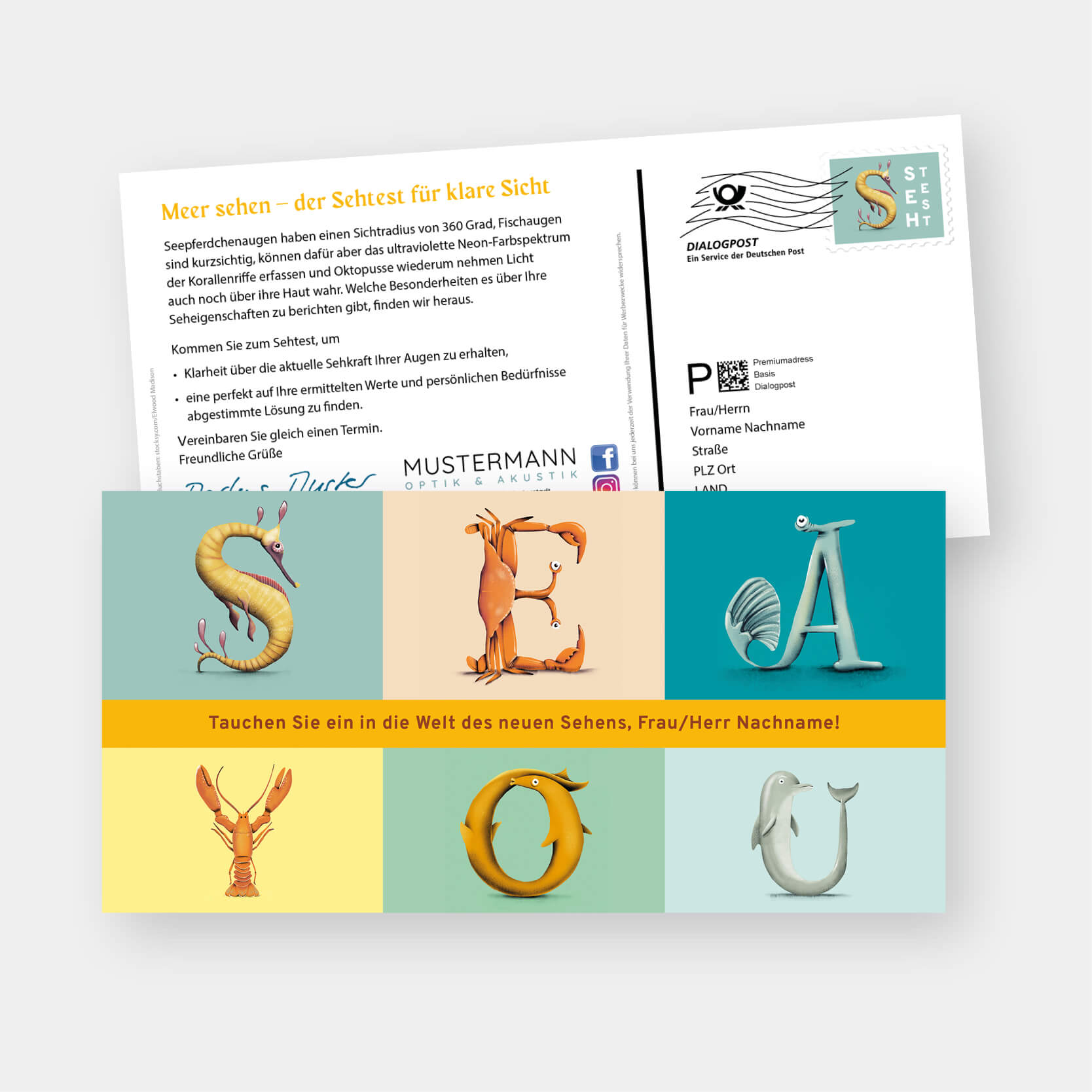 Postkarten für die Meerestiermotive